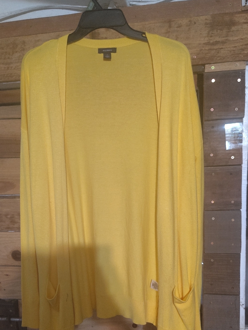 Halogen Bright Yellow Open-Front Women's Cardigan